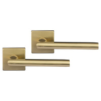 Differnz Den Haag deurkruk op rozet goud vierkant RVS