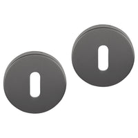 Differnz rozet met sleutelgat gun metal rond RVS 2st