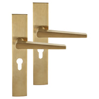 Differnz Rotterdam deurkruk schild met profielcilindergat goud RVS