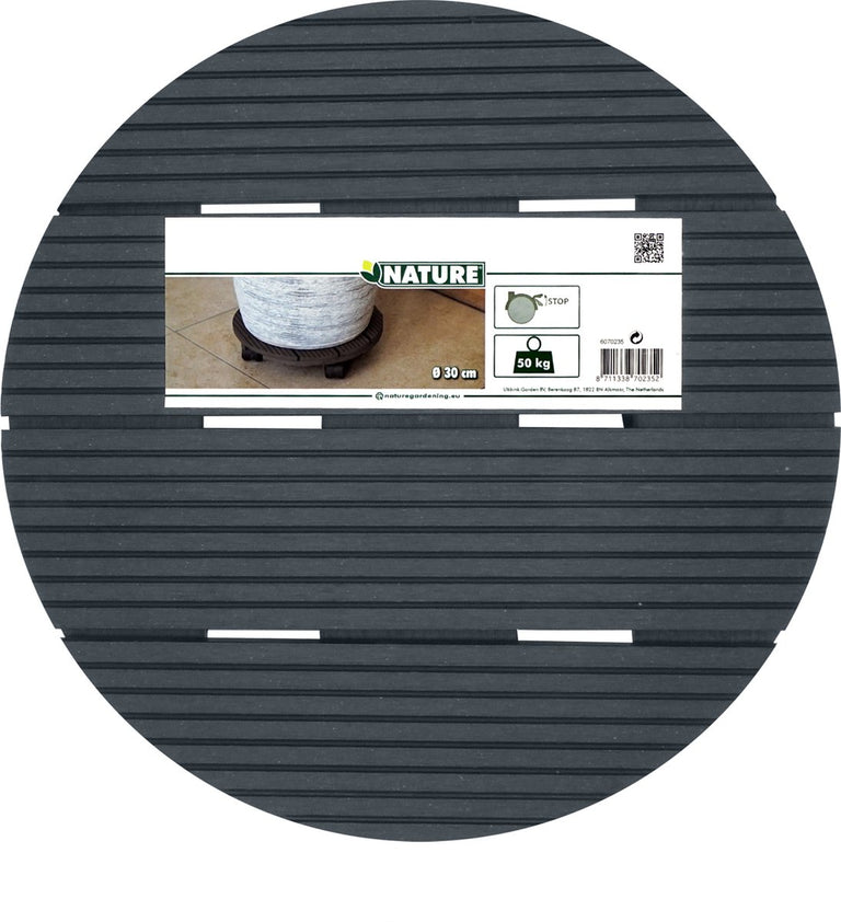 Nature planttrolley rond antraciet wpc ⌀30cm 50kg