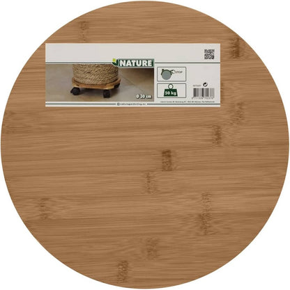 Nature planttrolley rond naturel bamboe ⌀30cm 50kg