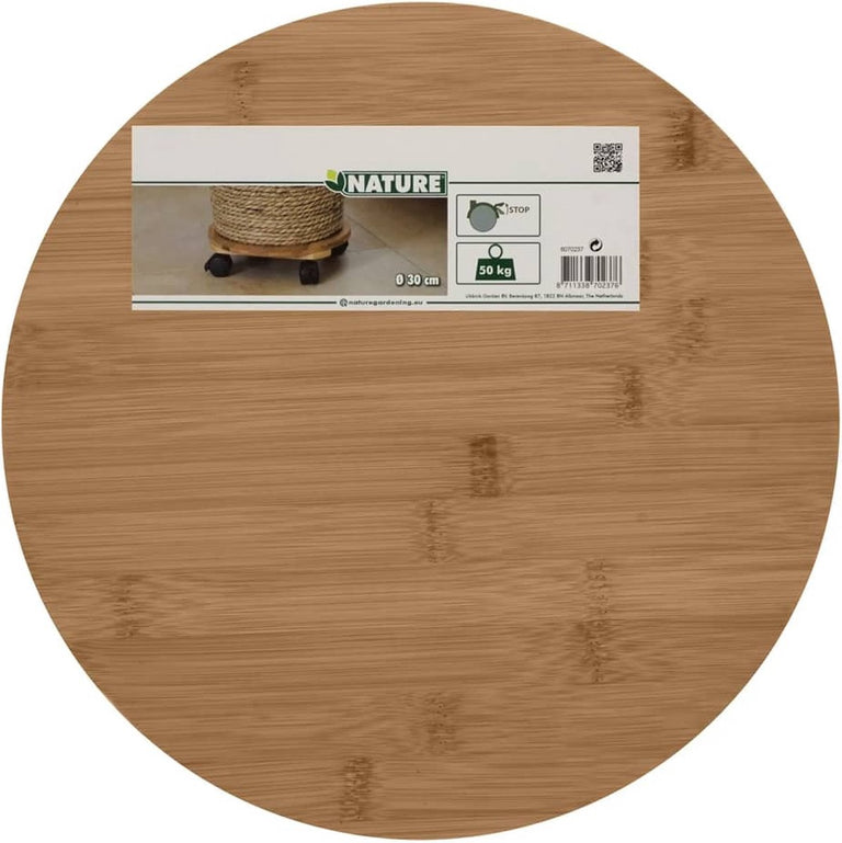 Nature planttrolley rond naturel bamboe ⌀30cm 50kg