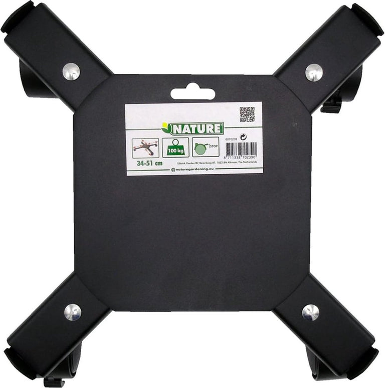 Nature planttrolley vierkant zwart metaal ⌀34-51cm 100kg
