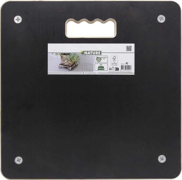 Nature planttrolley vierkant zwart hout 250kg