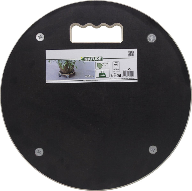 Nature planttrolley rond zwart hout ⌀38cm 250kg