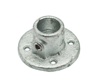 Steigerbuis koppeling voetplaat rond gegalvaniseerd zilver ⌀28mm