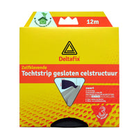 Deltafix tochtstrip I-profiel PVC zwart 9x4mm 12m