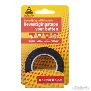 Deltafix bevestigingstape zwart 19mm 1,5m