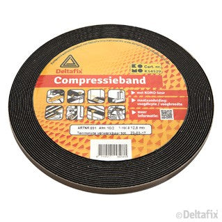 Deltafix compressieband zwart 10mm 12,5m