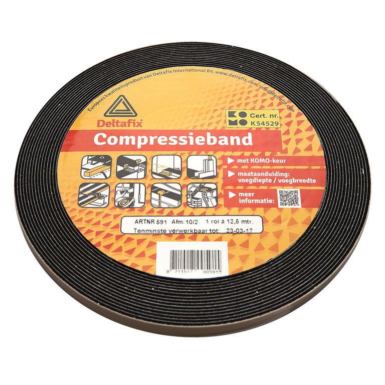 Deltafix compressieband zwart 15mm 10m