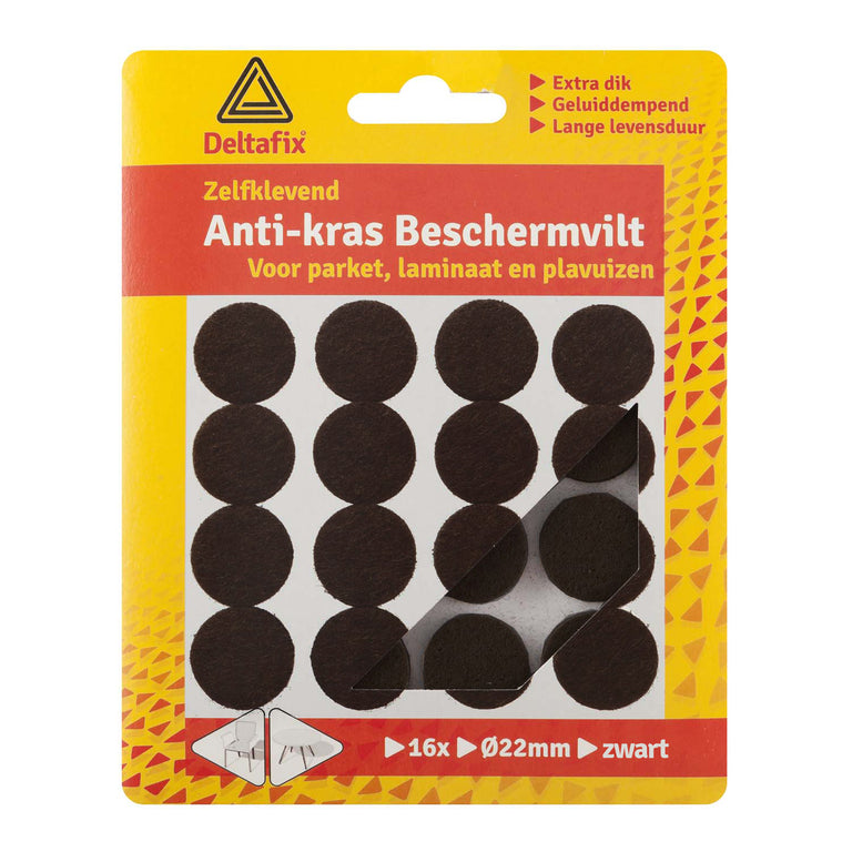 Deltafix anti-krasvilt rond zwart 22mm 16st