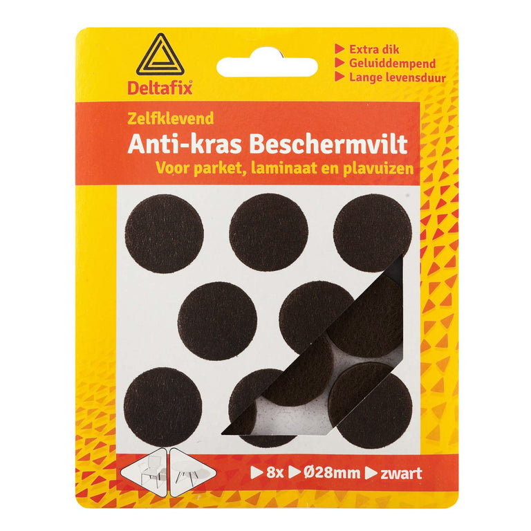 Deltafix anti-krasvilt rond zwart 28mm 8st