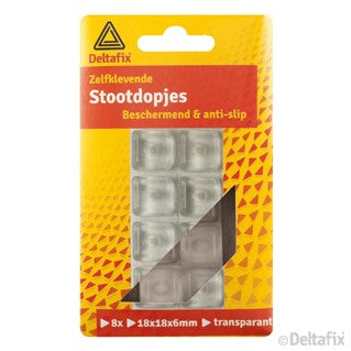 Deltafix stootdop vierkant transparant 18X18X6mm 8st