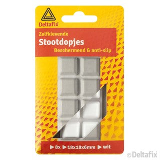 Deltafix stootdop vierkant wit 18X18X6mm 8st
