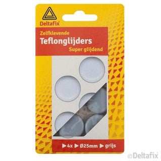 Deltafix teflonglijder rond grijs 25mm 4st