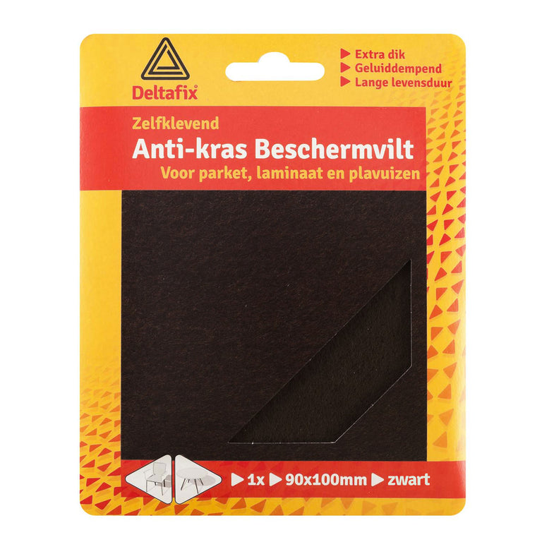 Deltafix anti-krasvilt rechthoek zwart 90x100mm