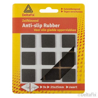 Deltafix anti-sliprubber vierkant zwart 25x25mm 9st