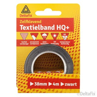 Deltafix watervaste textbamd zwart 38mm 4m