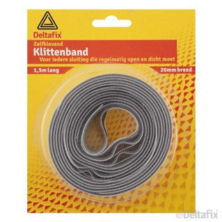Deltafix klittenband grijs 20mm 1,5m