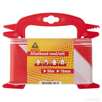 Deltafix afzetlint 76mm rood, wit 25m
