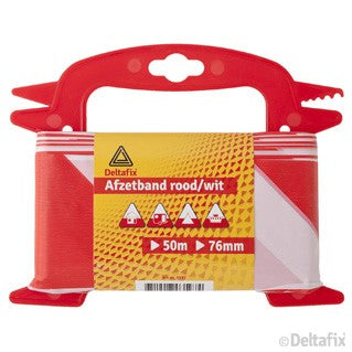 Deltafix afzetlint 76mm rood, wit 50m
