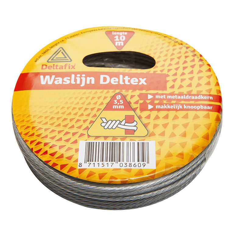 Deltafix Deltex waslijndraad staal, ommanteld pvc 10m