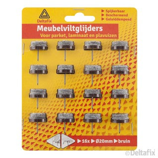 Deltafix meubelviltglijder rond bruin 20mm 16st