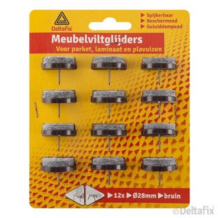 Deltafix meubelviltglijder rond bruin 28mm 12st