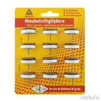 Deltafix meubelviltglijder en schroef rond grijs 28mm 12st