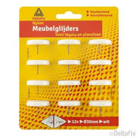 Deltafix meubelglijder rond wit 30mm 12st