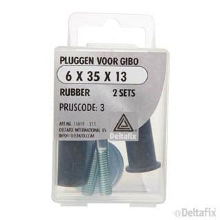 Deltafix gipsbetonplug rubber 6x3mm 2st