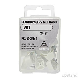 Deltafix plankdrager plastic wit 8mm 24st