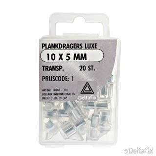 Deltafix plankdrager metaal, plastic transparant 10x5mm 20st
