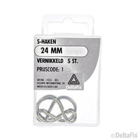 Deltafix S-haak vernikkeld zilver 3x24mm 5st