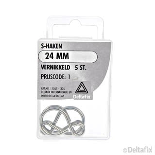Deltafix S-haak vernikkeld zilver 3x24mm 5st