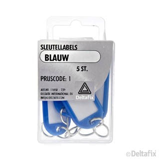 Deltafix sleutellabel kunststof, metaal blauw 5st

