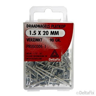 Deltafix draadnagel verzinkt staaldraad zilver 1,5x20mm 90gr