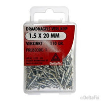 Deltafix draadnagel verzinkt staaldraad zilver 1,5x20mm 110gr