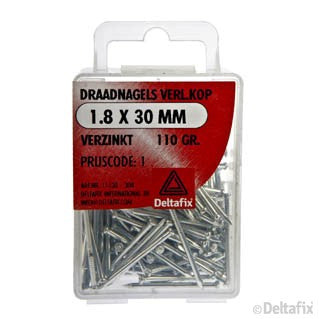 Deltafix draadnagel verzinkt staaldraad zilver 1,8x30mm 110gr
