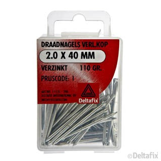 Deltafix draadnagel verzinkt staaldraad zilver 2x40mm 110gr