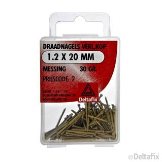 Deltafix draadnagel messing goud 1,2x20mm 30gr