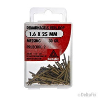 Deltafix draadnagel messing goud 1,6x25mm 30gr