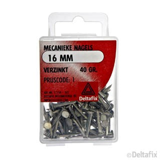 Deltafix stoffeernagels platte kop rond verzinkt staal 16mm 40gr