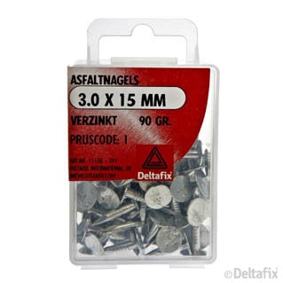 Deltafix asfaltnagels platkop verzinkt staal zilver 3x15mm 90gr