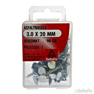 Deltafix asfaltnagels platkop verzinkt staal zilver 3x20mm 90gr