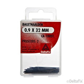 Deltafix bagetnaald geen kop geblauwd staal zwart 0,9x32mm 60st