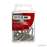 Deltafix ribnagels verzonken kop verzinkt staal 2,7x25mm 30st