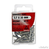 Deltafix ribnagels verzonken kop verzinkt staal 2,7x30mm 30st