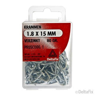 Deltafix krammen verzinkt staaldraad zilver 1,8x15mm 80gr