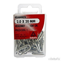 Deltafix krammen verzinkt staaldraad zilver 2,0x20mm 100gr